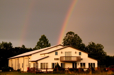 Double rainbow over the Mesa Creative Arts Center